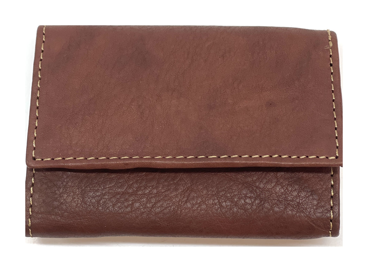 HE125 Chestnut Brown Trifold Snap Wallet