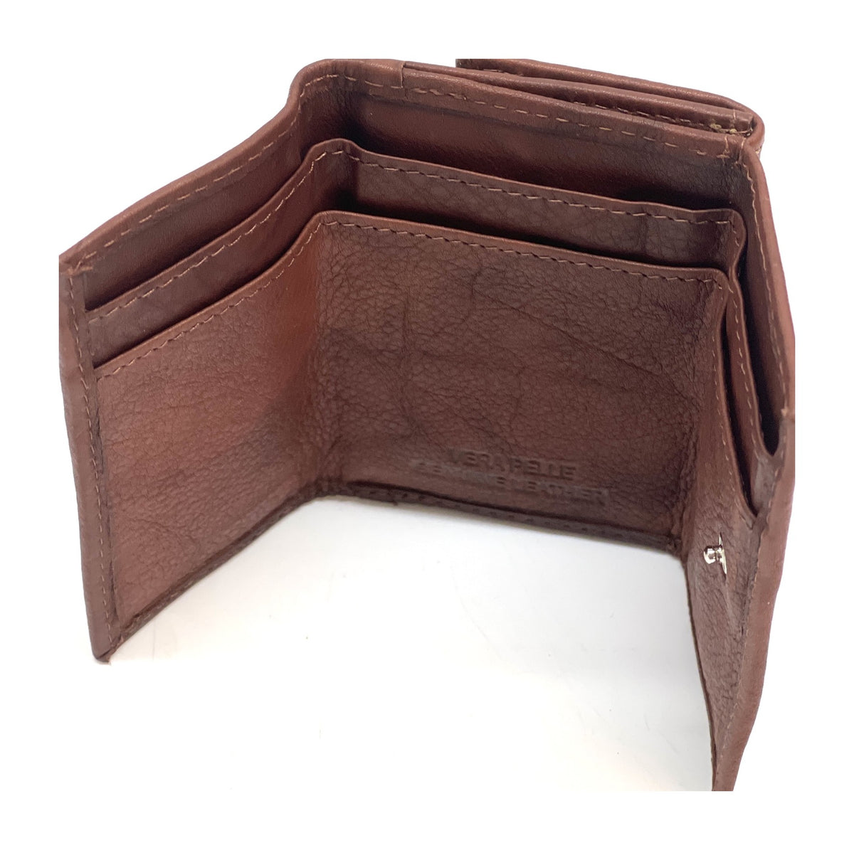 HE125 Chestnut Brown Trifold Snap Wallet
