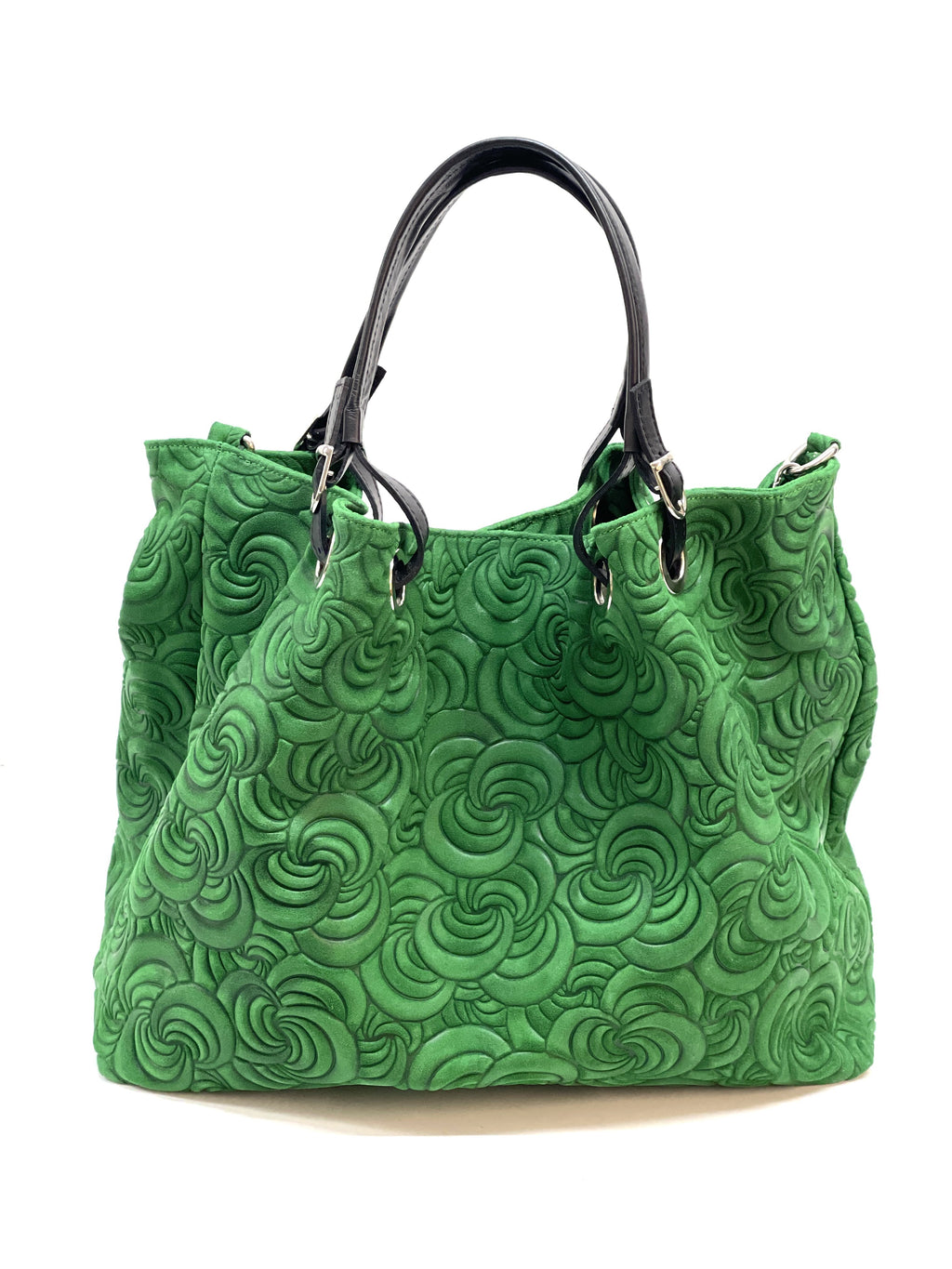 HE1250 Apple Green Embossed Suede Tote Bag