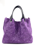 HE1251 Purple Embossed Suede Tote Bag