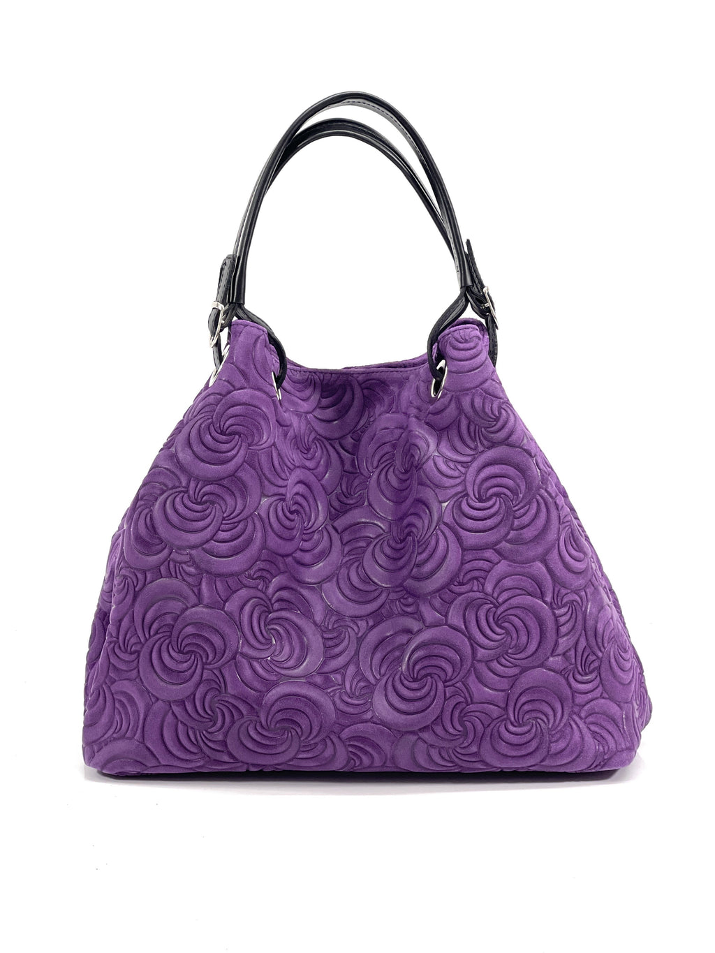 HE1251 Purple Embossed Suede Tote Bag