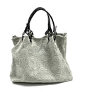 HE1252 Light Grey Embossed Suede Tote Bag