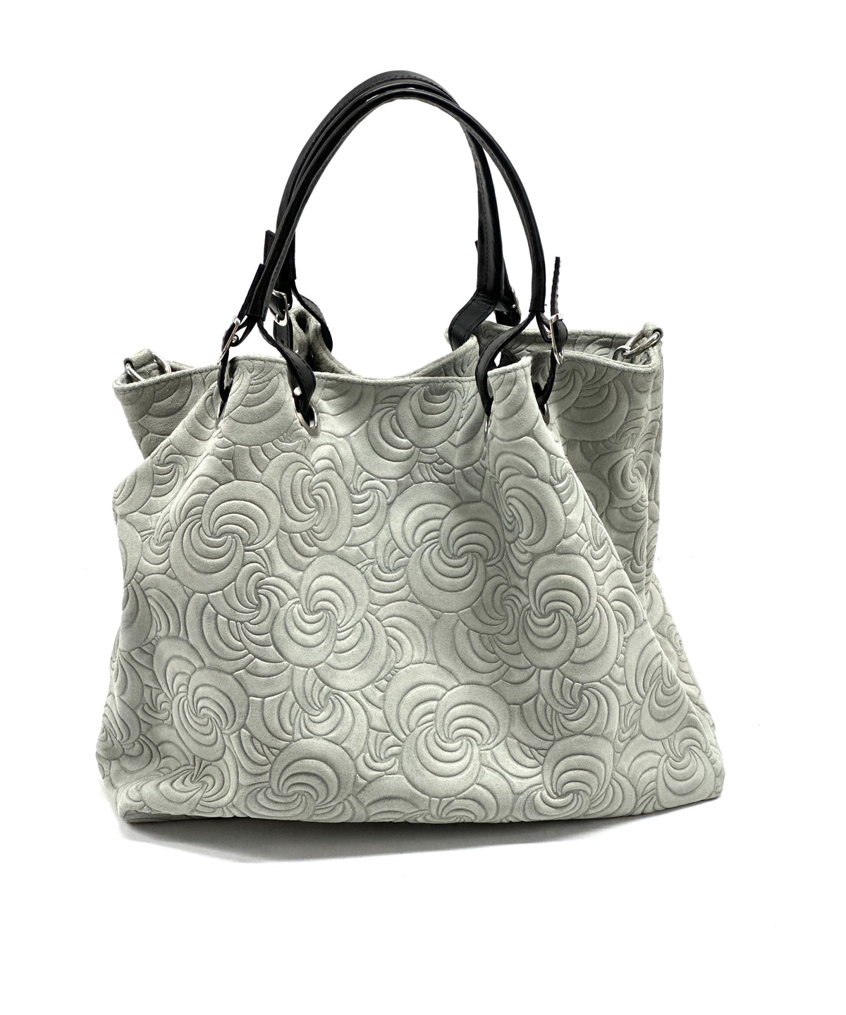 HE1252 Light Grey Embossed Suede Tote Bag