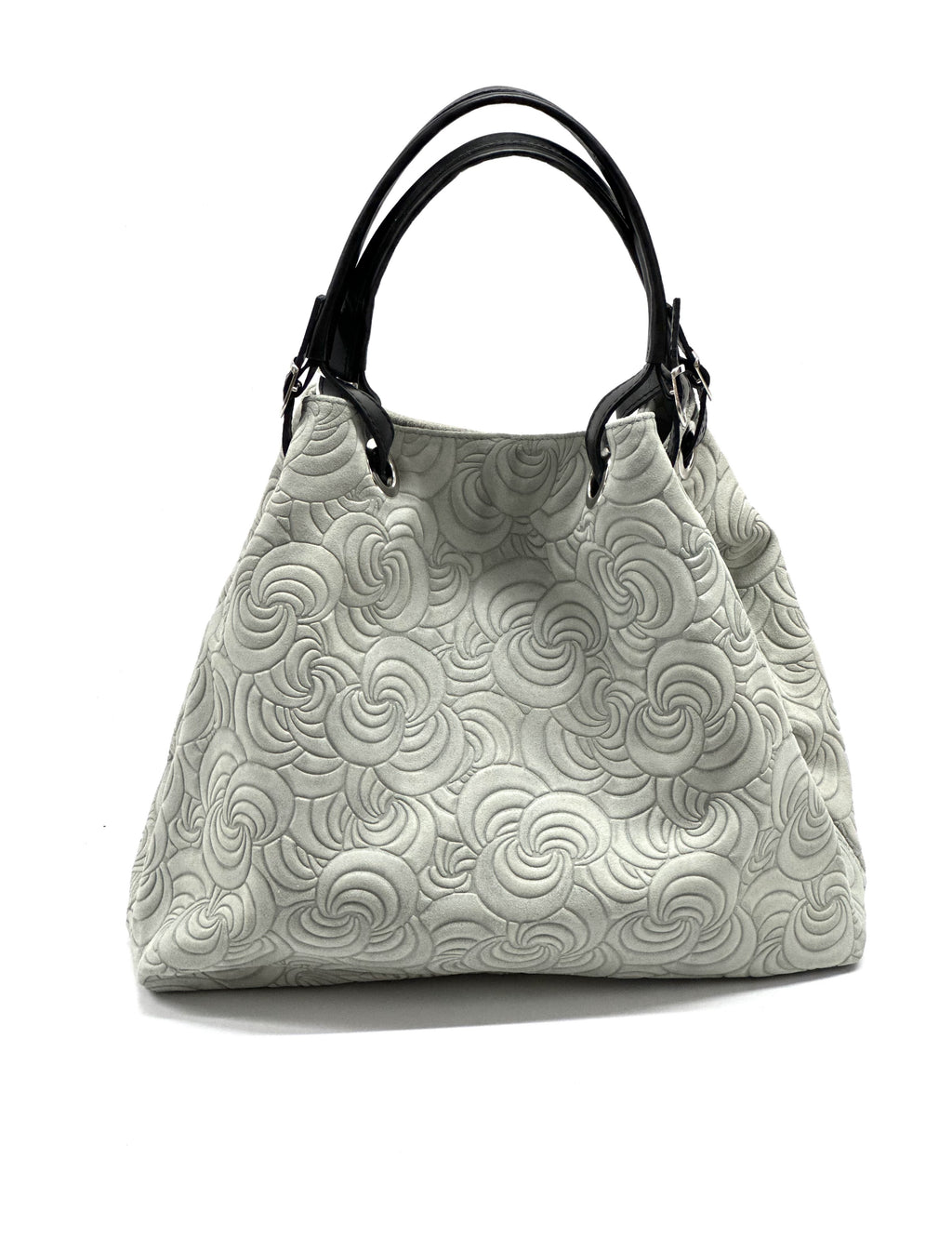 HE1252 Light Grey Embossed Suede Tote Bag