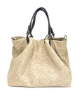 HE1253 Light Taupe Embossed Suede Tote Bag