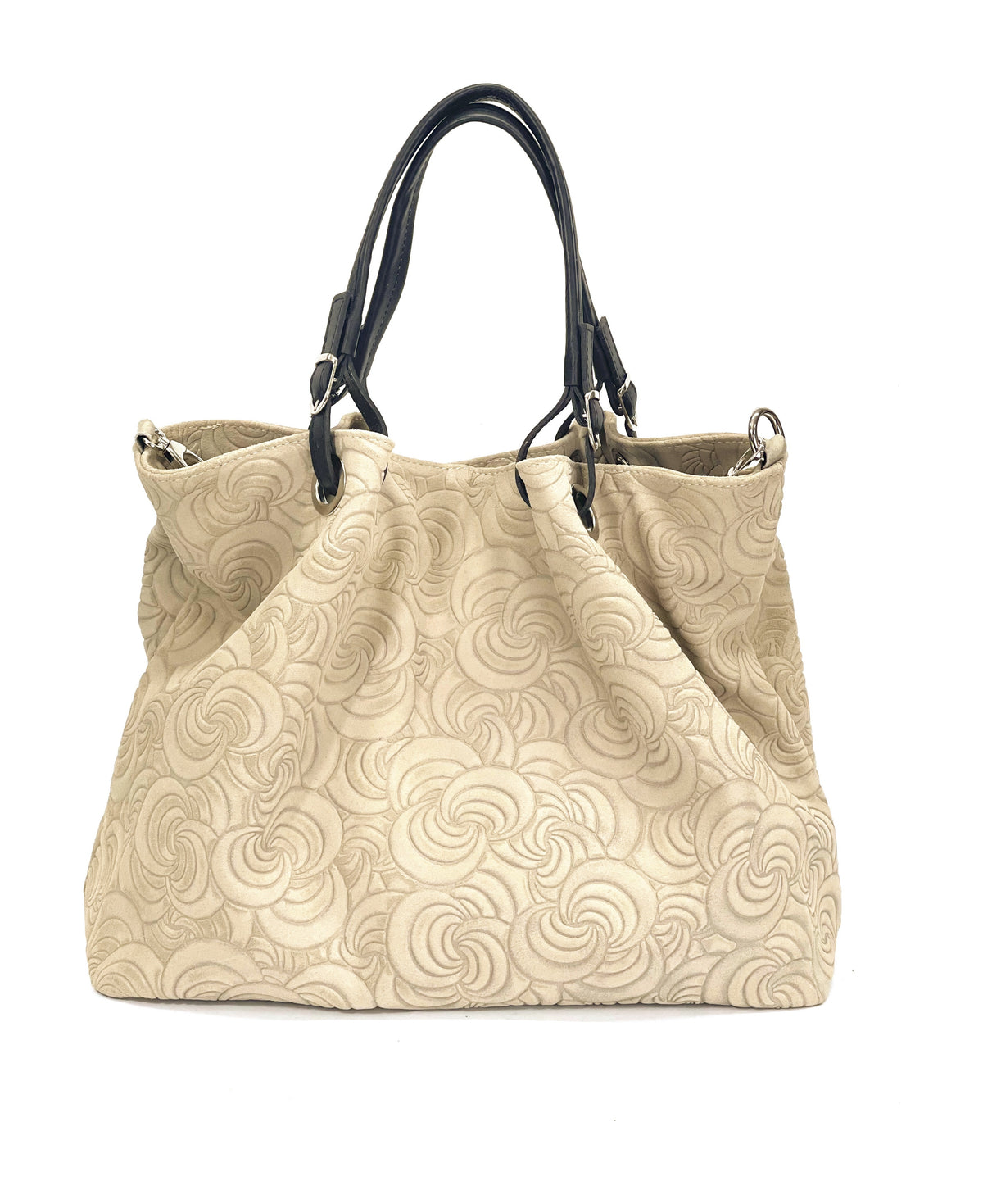 HE1253 Light Taupe Embossed Suede Tote Bag