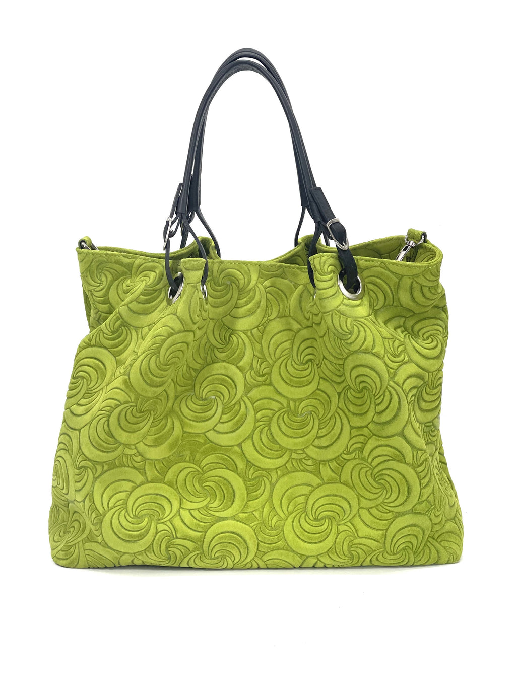 HE1254 Avocado Green Embossed Suede Tote Bag