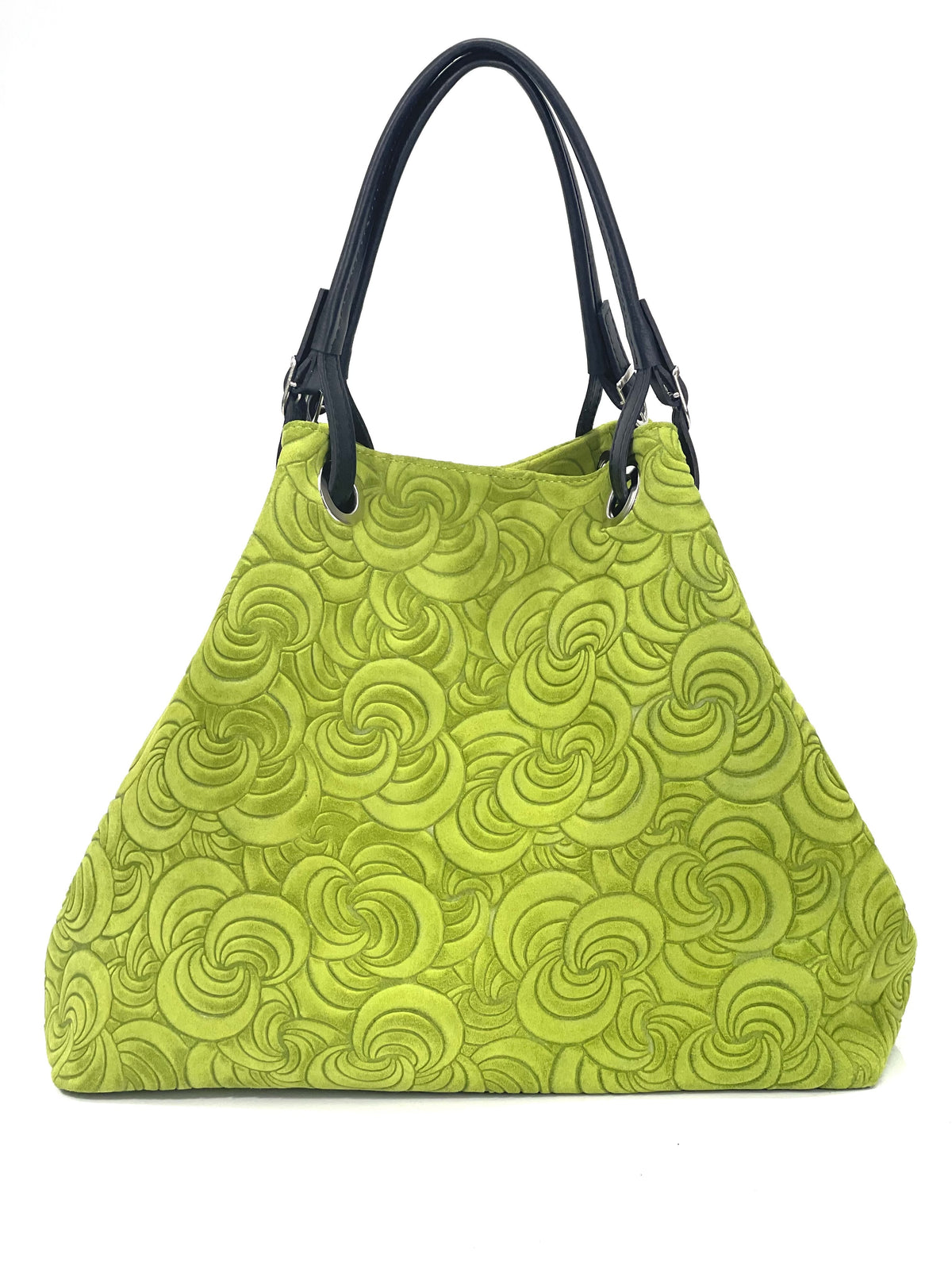 HE1254 Avocado Green Embossed Suede Tote Bag