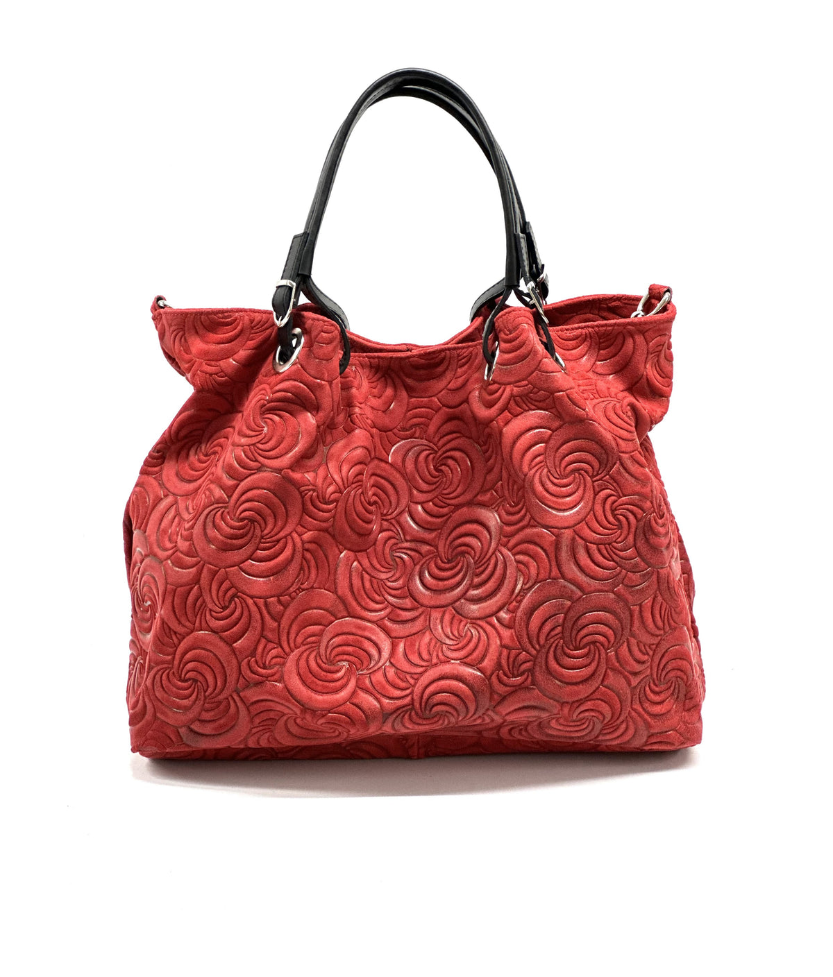 HE1255 Red Embossed Suede Tote Bag
