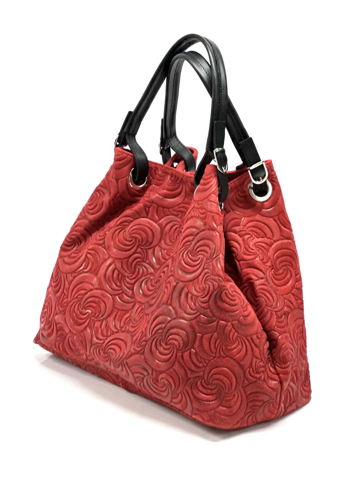 HE1255 Red Embossed Suede Tote Bag