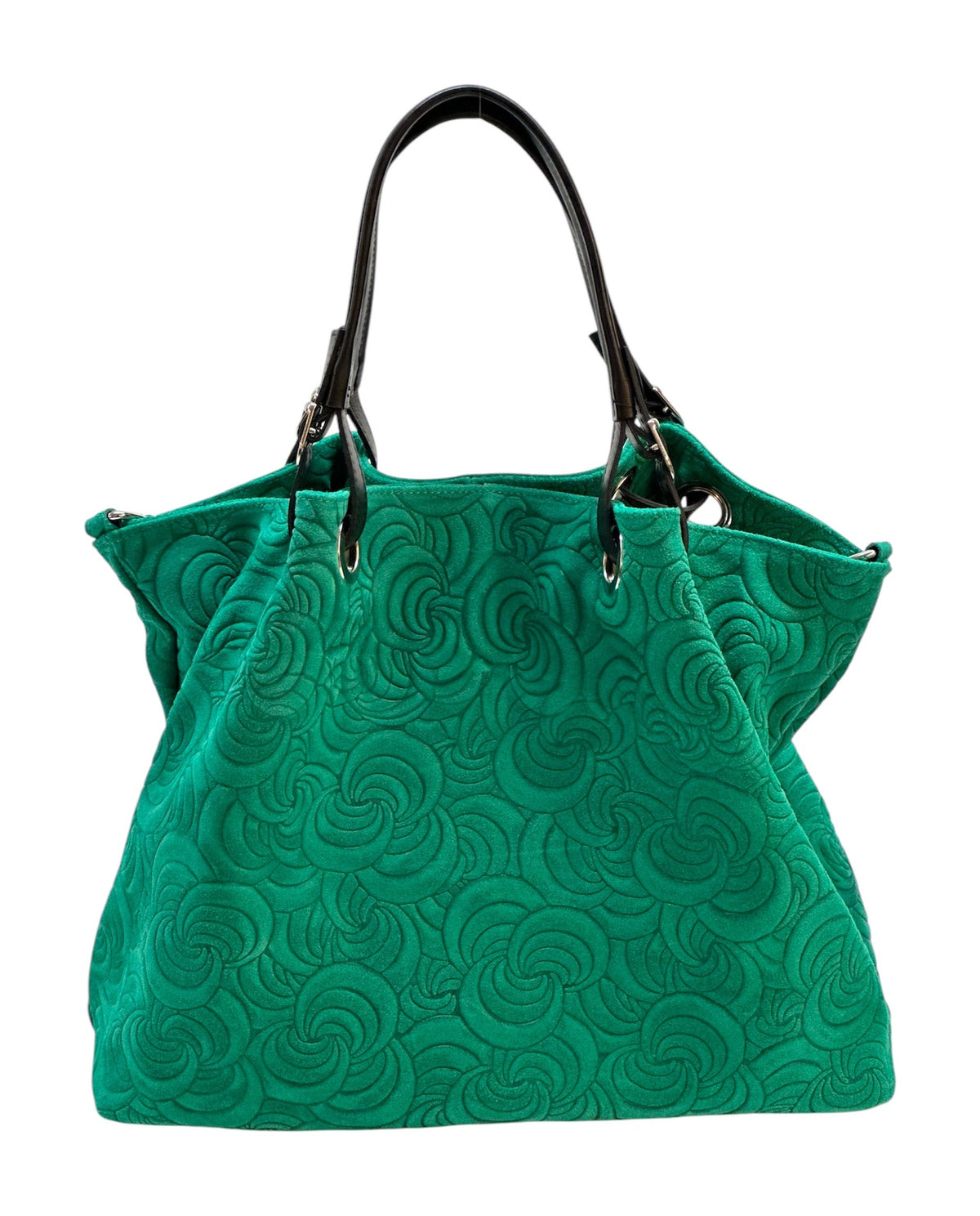 HE1256 Emerald Embossed Suede Tote Bag
