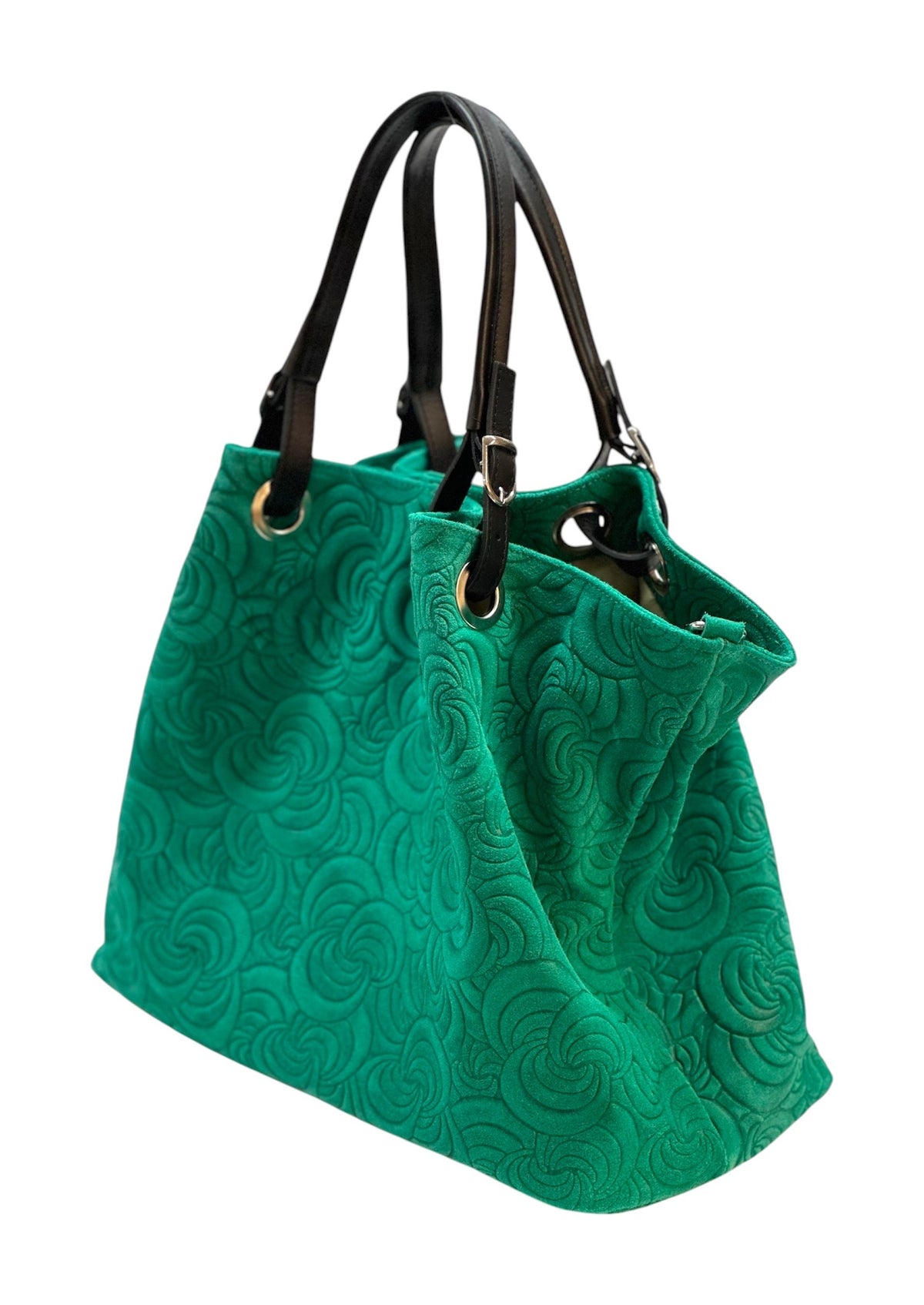 HE1256 Emerald Embossed Suede Tote Bag