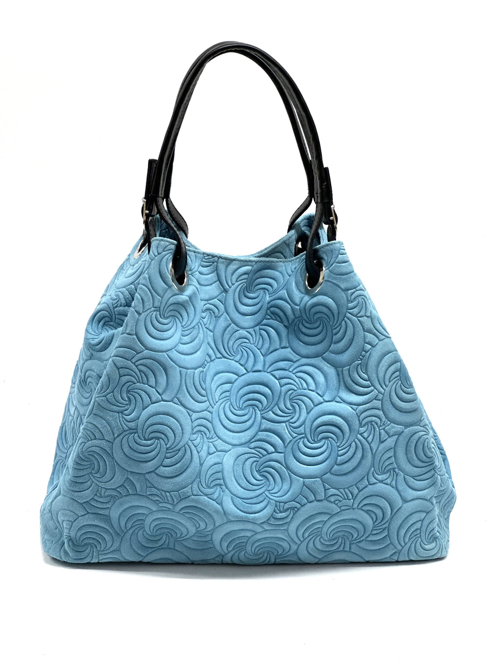 HE1257 Light Blue Embossed Suede Tote Bag