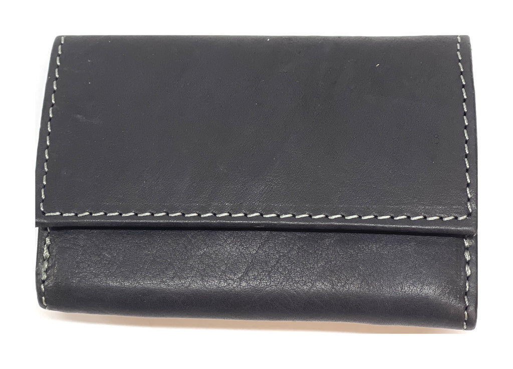 HE126 Black Trifold Snap Wallet