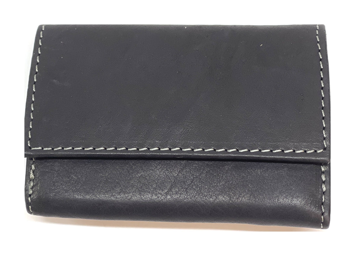 HE126 Black Trifold Snap Wallet