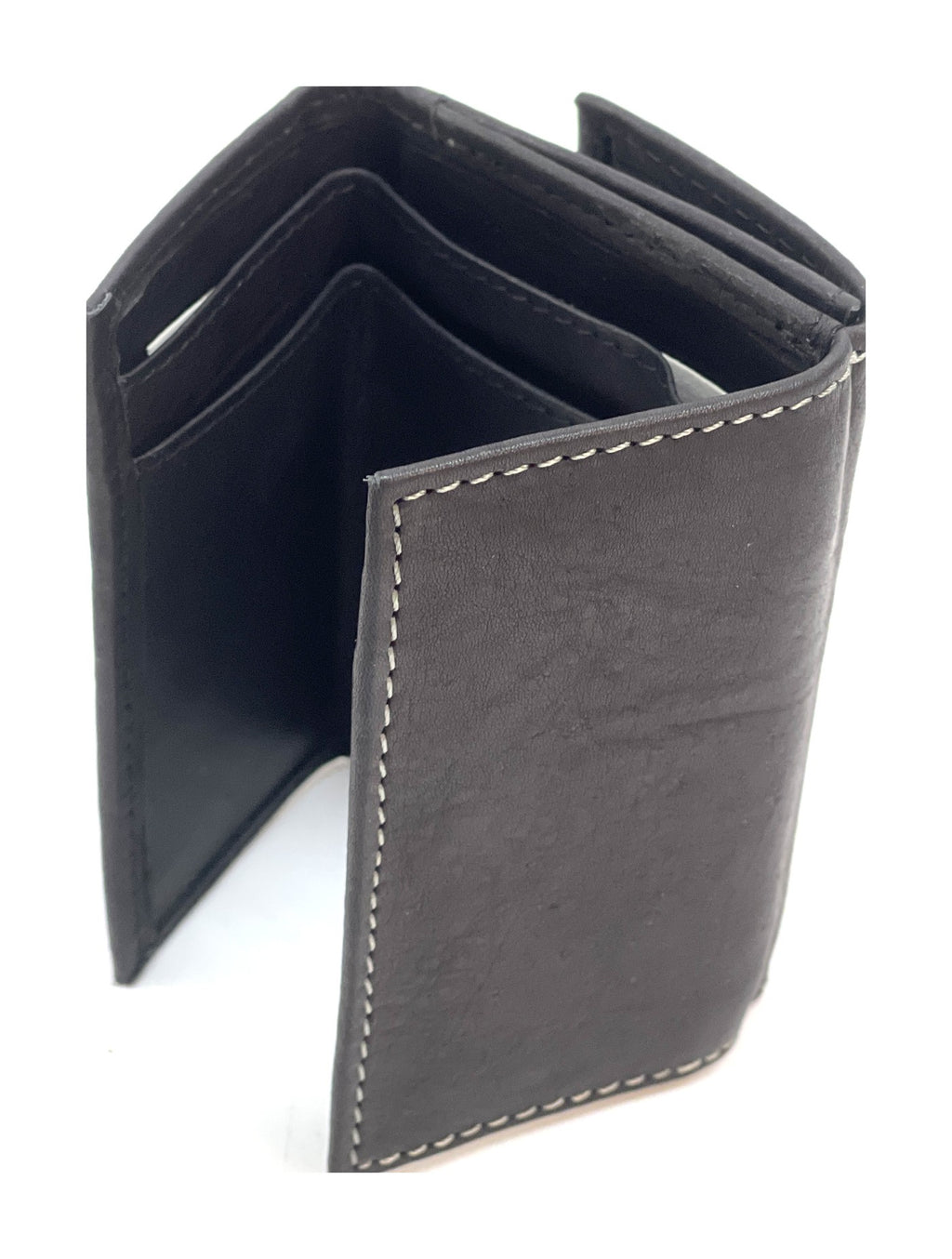 HE126 Black Trifold Snap Wallet