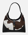 HE1260 Brown & White Cow Print Haircalf Hobo Bag