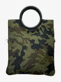 HE1266 Green Camouflage Ring Handle Haircalf Top Handle Bag