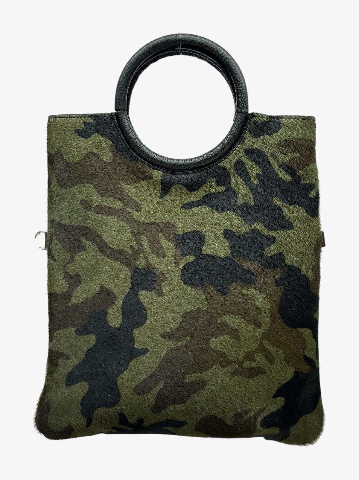 HE1266 Green Camouflage Ring Handle Haircalf Top Handle Bag