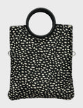 HE1267 Black Spotted Ring Handle Haircalf Top Handle Bag