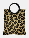HE1268 Leopard Ring Handle Haircalf Top Handle Bag
