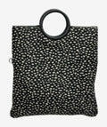 HE1272 Black Spotted Ring Handle Haircalf Top Handle Bag