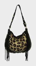 HE1279 Leopard Fringe Haircalf Hobo Bag