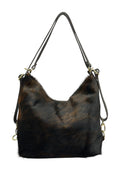 HE1283 Dark Brown Cowhide Slouchy Haircalf Hobo Bag