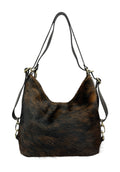 HE1284 Brown Brindle Cowhide Slouchy Haircalf Hobo Bag