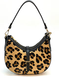 HE1285 Leopard Crescent Haircalf Shoulder Bag