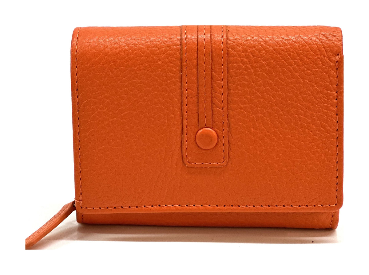 HE129 Orange Compact Snap Wallet