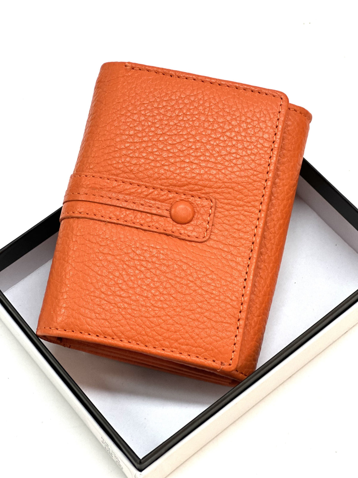 HE129 Orange Compact Snap Wallet