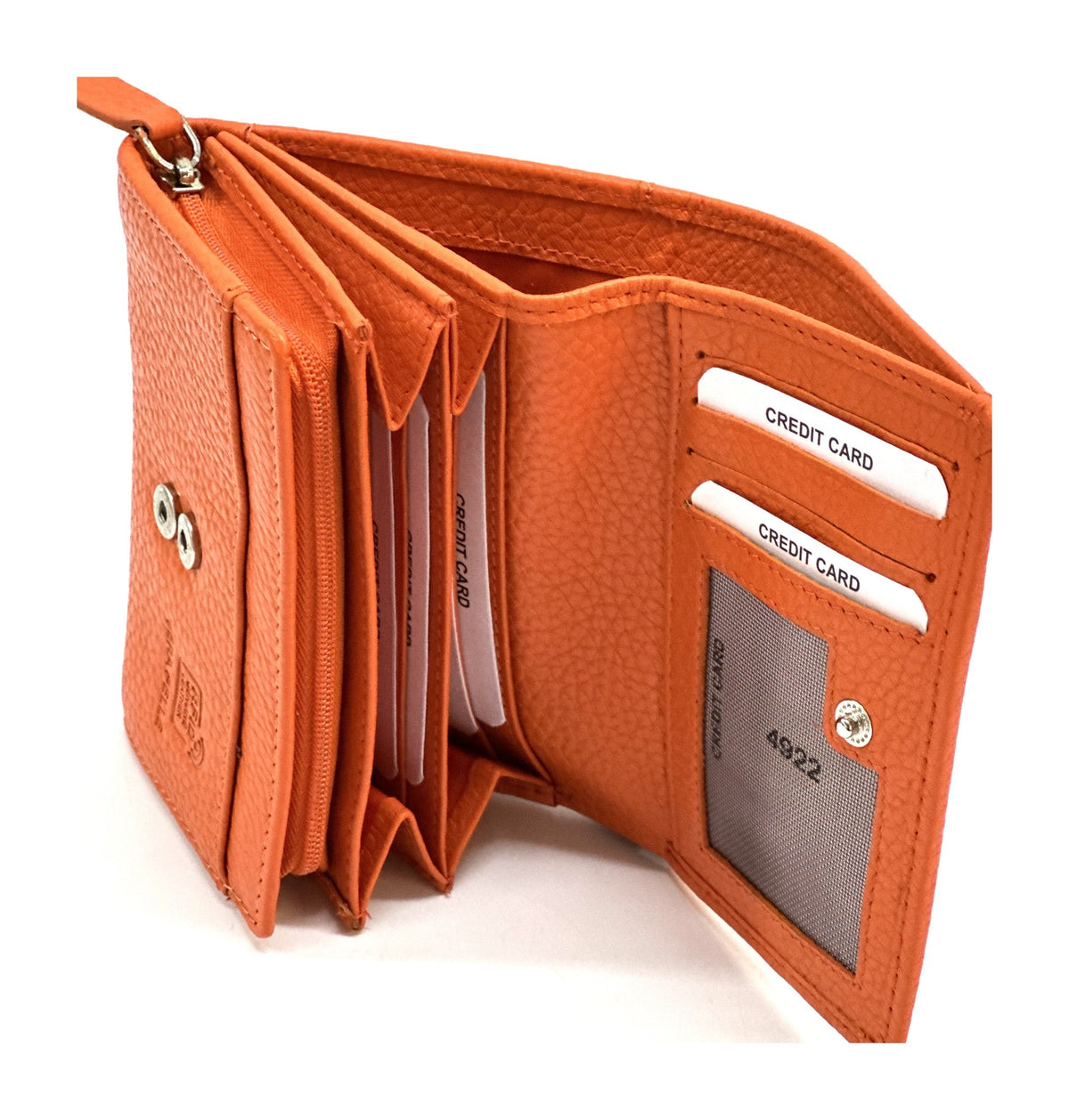 HE129 Orange Compact Snap Wallet