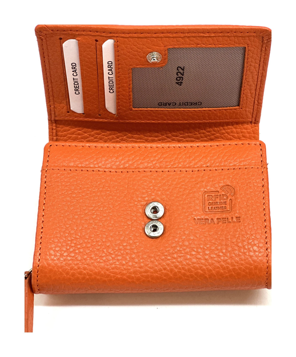 HE129 Orange Compact Snap Wallet