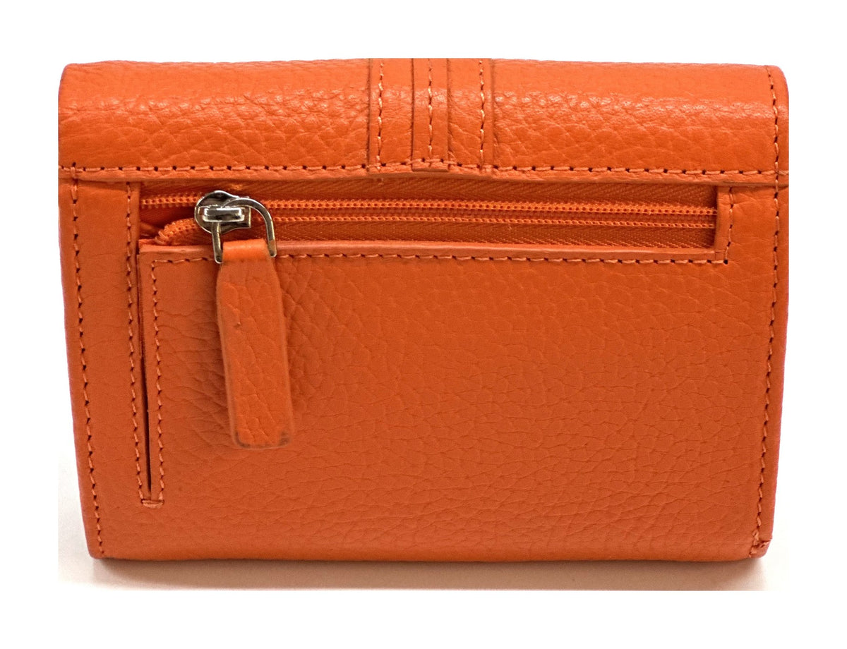HE129 Orange Compact Snap Wallet