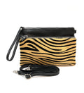HE1290 Tan Zebra Wristlet Haircalf Clutch