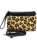 HE1292 Leopard Wristlet Haircalf Clutch