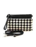 HE1293 Black & White Houndstooth Wristlet Haircalf Clutch