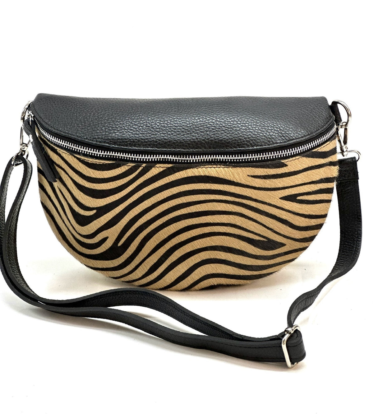 HE1294 Tan Zebra Haircalf Belt Bag