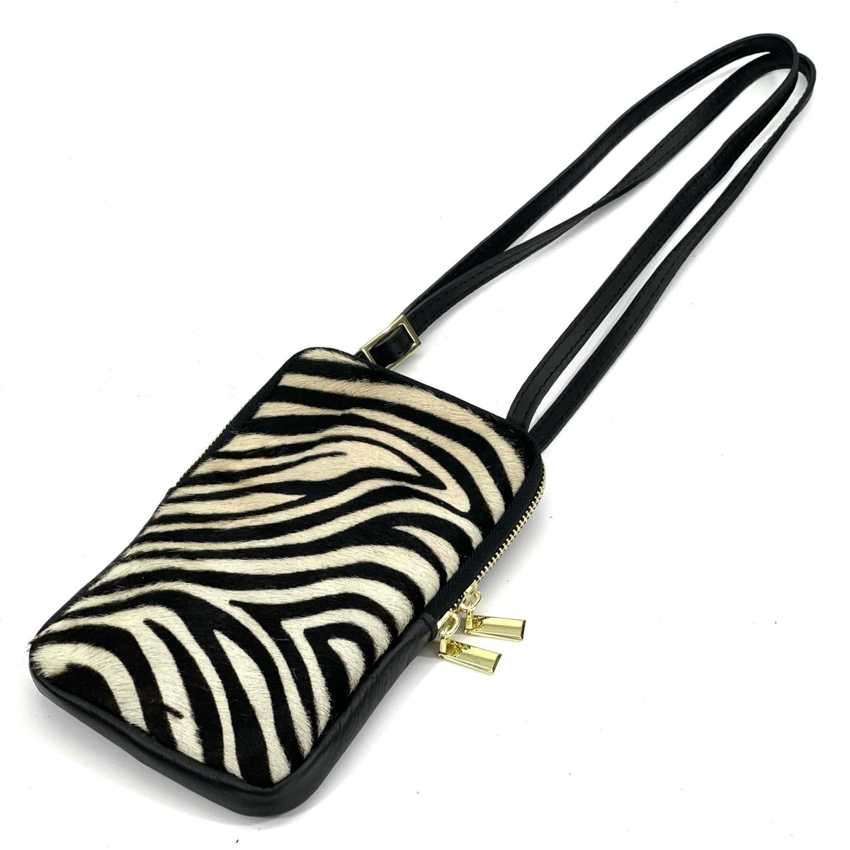 HE1307 Black & White Zebra Haircalf Phone Bag