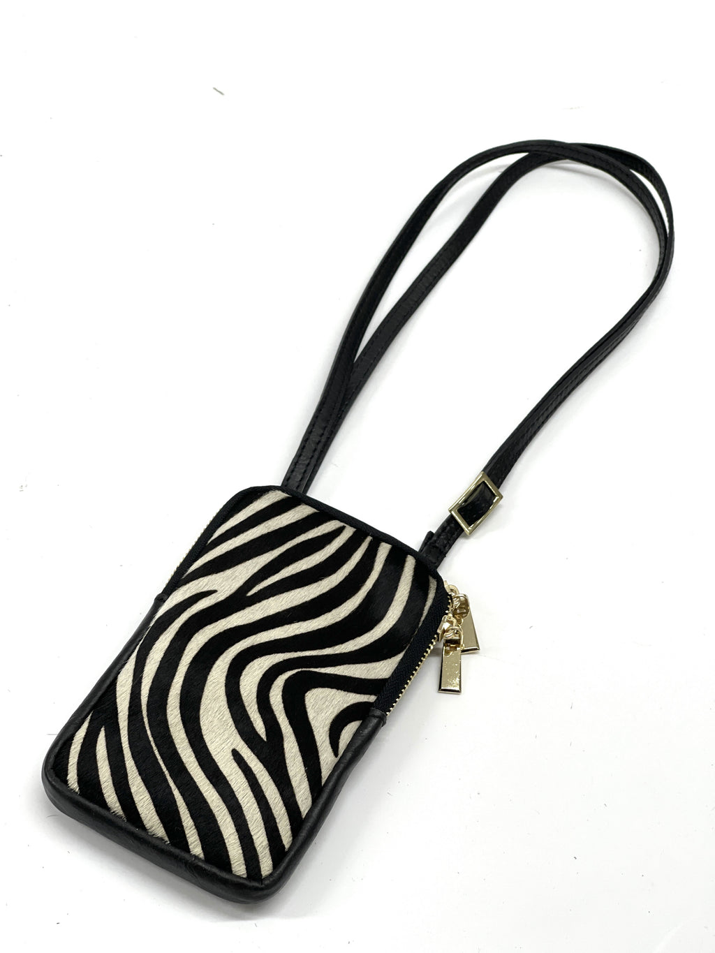 HE1308 Black & White Zebra Haircalf Phone Bag