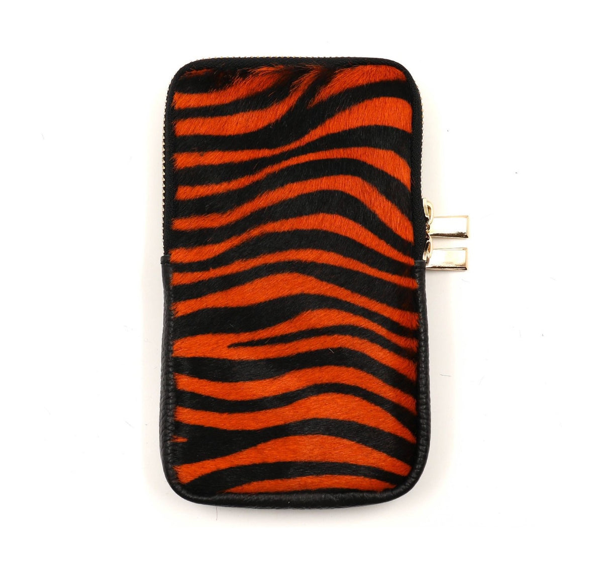 HE1309 Orange Zebra Haircalf Phone Bag