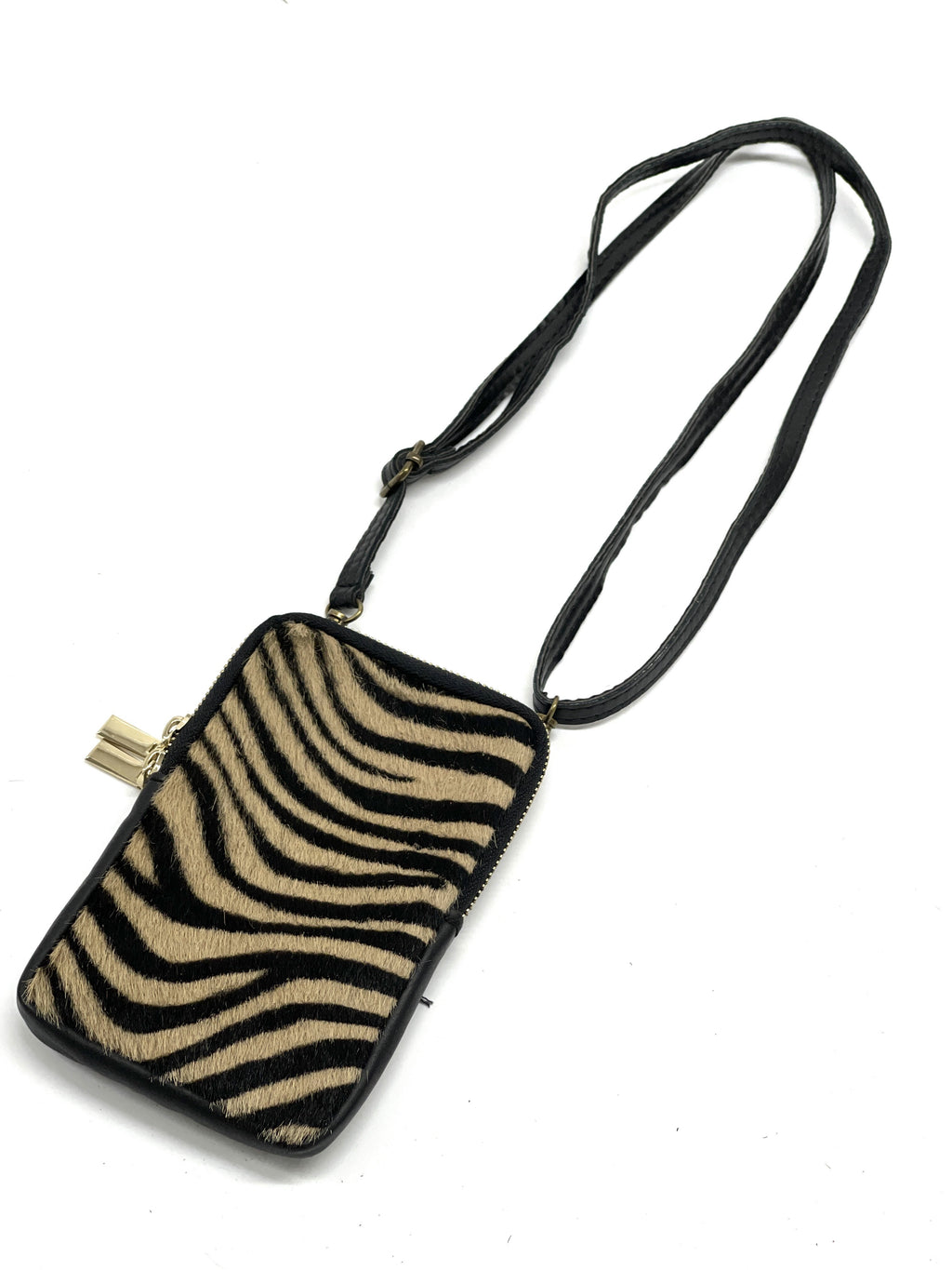 HE1311 Tan Zebra Haircalf Phone Bag