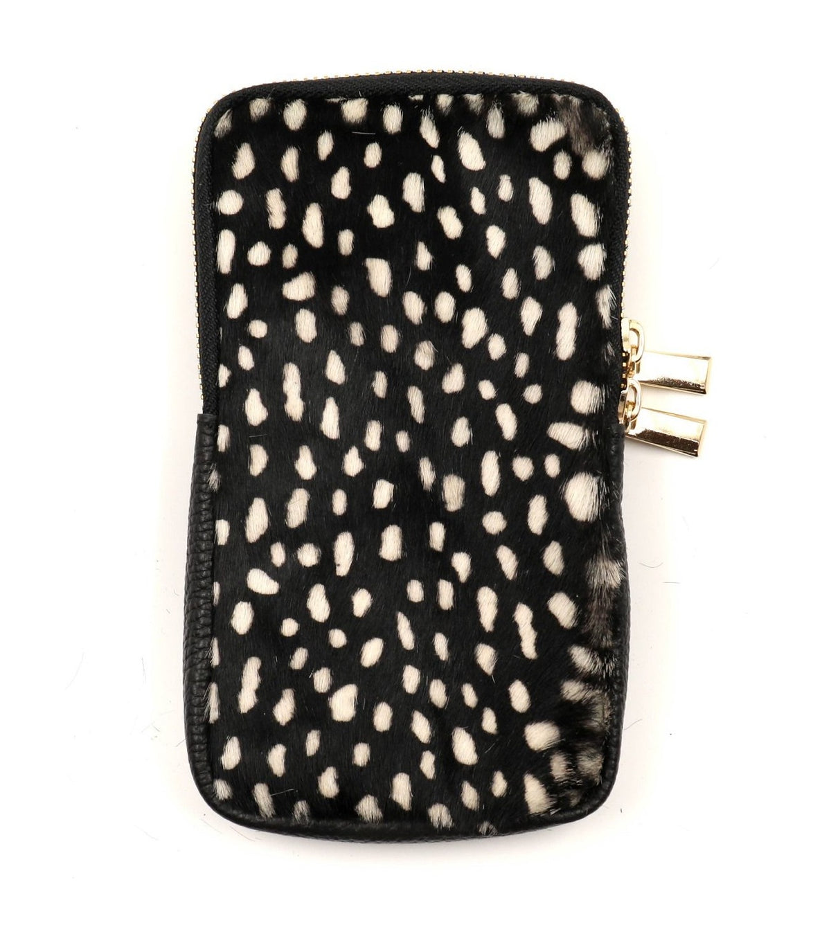 HE1316 Black Spotted Haircalf Phone Bag