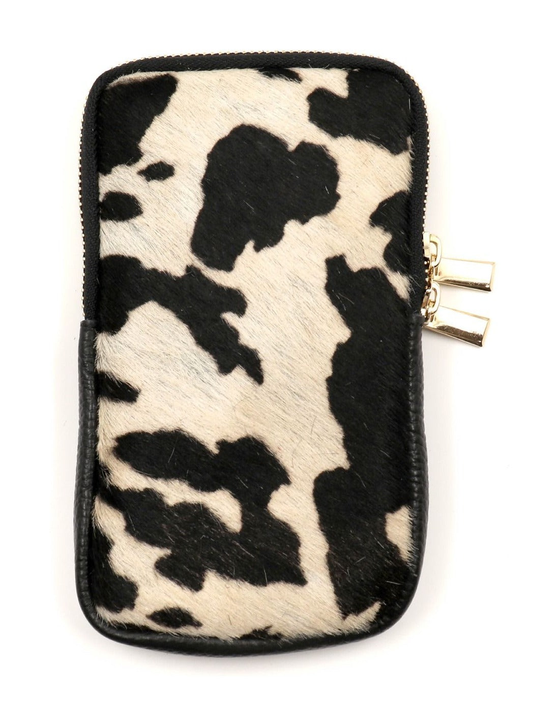 HE1317 Black & White Cow Print Haircalf Phone Bag