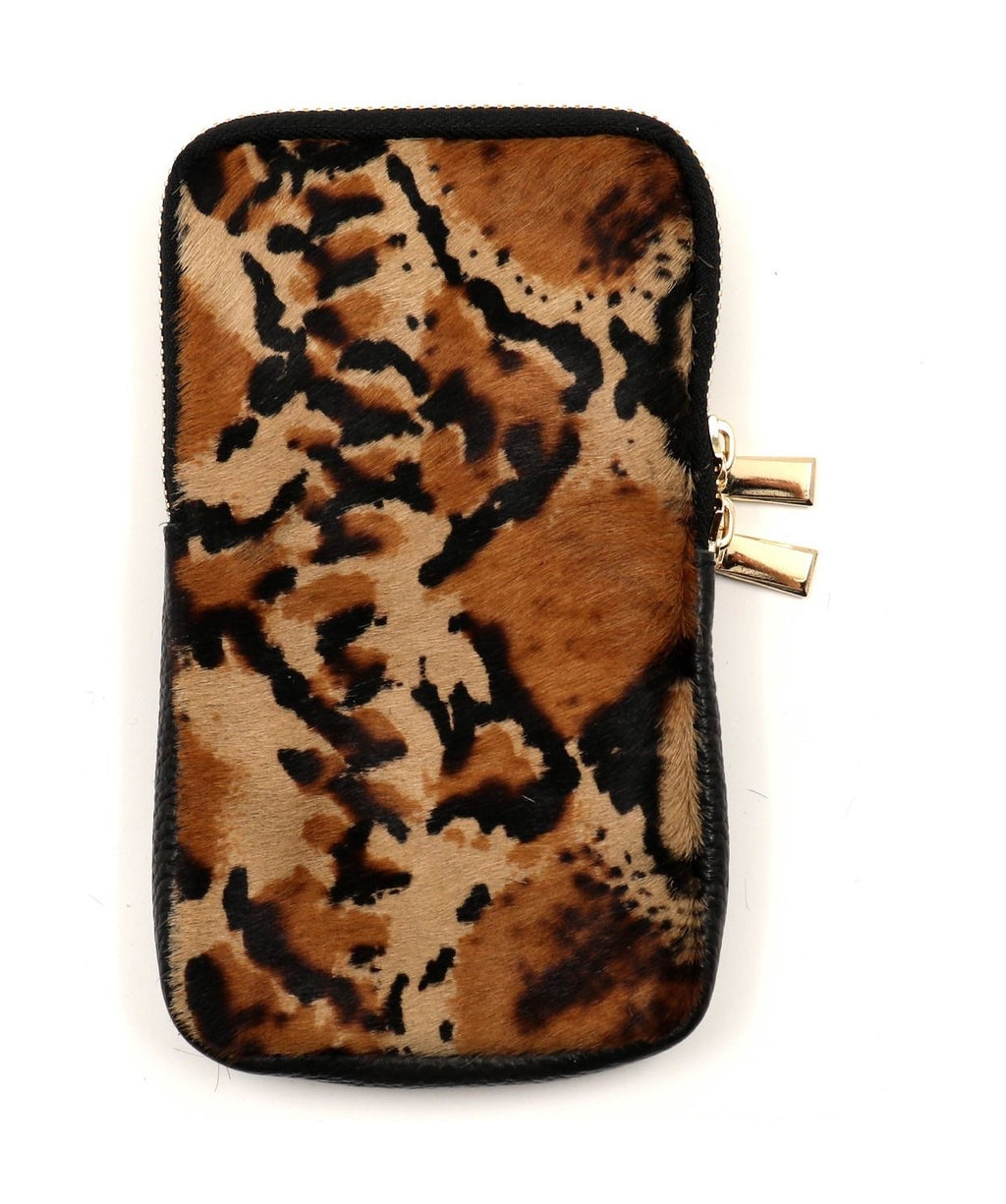 HE1318 Brown Python Print Haircalf Phone Bag