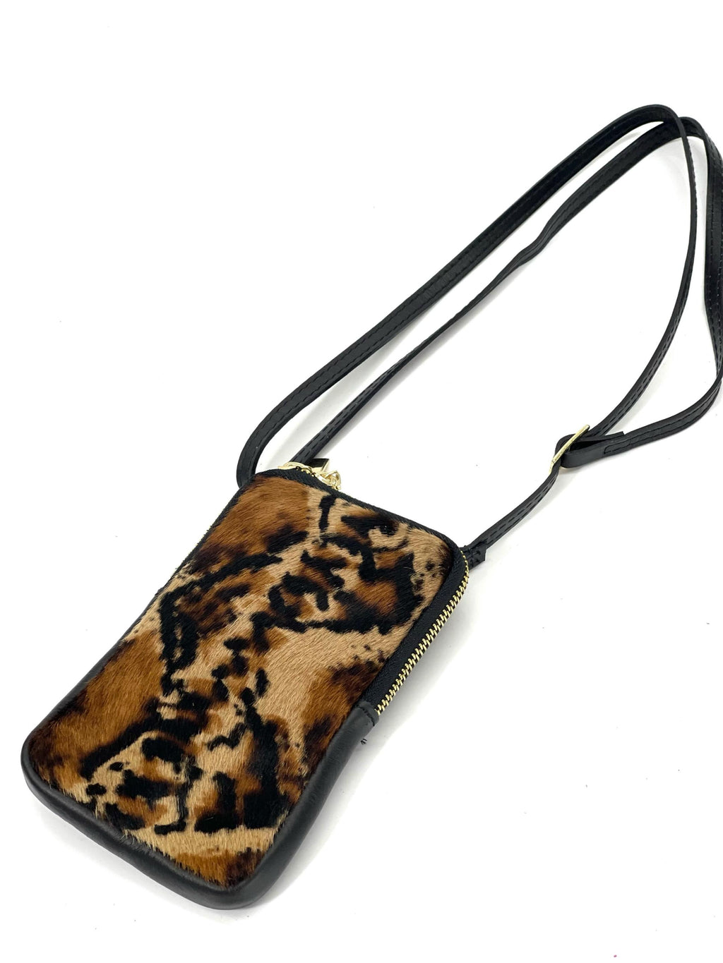 HE1318 Brown Python Print Haircalf Phone Bag