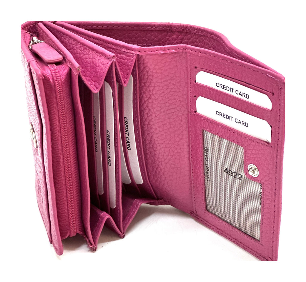 HE132 Fuchsia Compact Snap Wallet