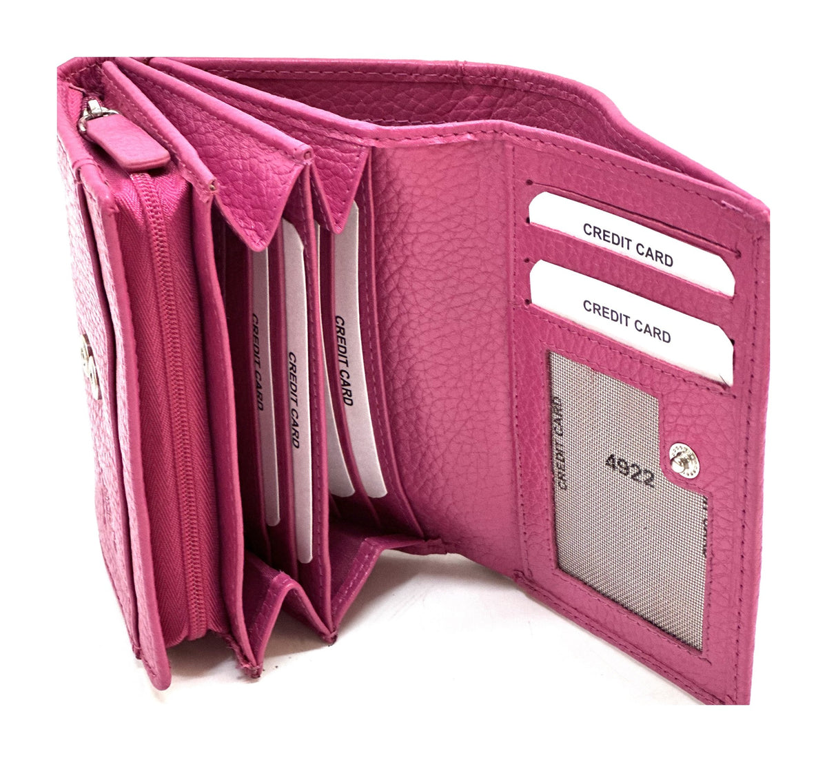 HE132 Fuchsia Compact Snap Wallet