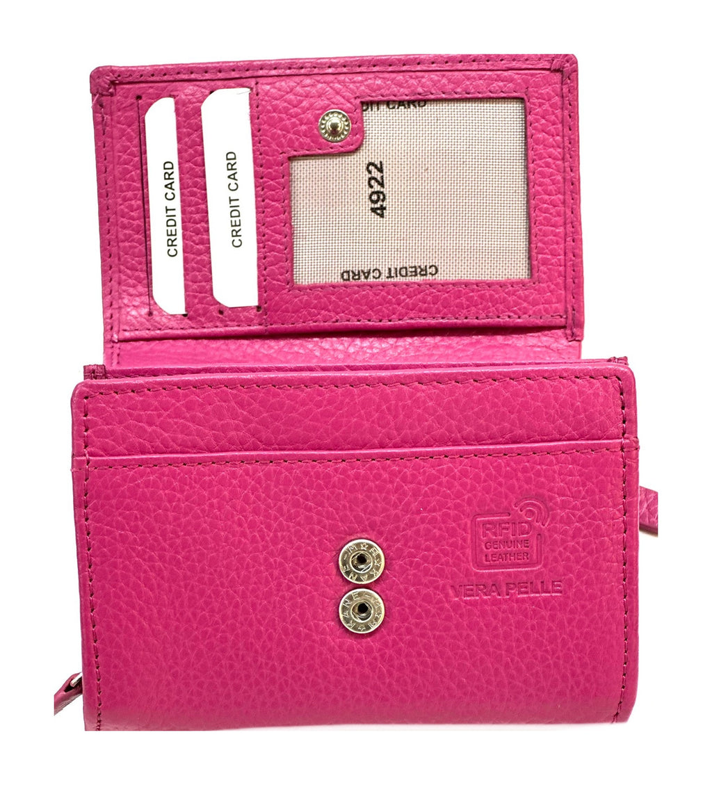 HE132 Fuchsia Compact Snap Wallet
